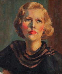 Martha Jane Herpst 1933 modernist oil portrait Angela