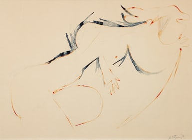 Herbert Katzman Reclining Nude Watercolor 1953