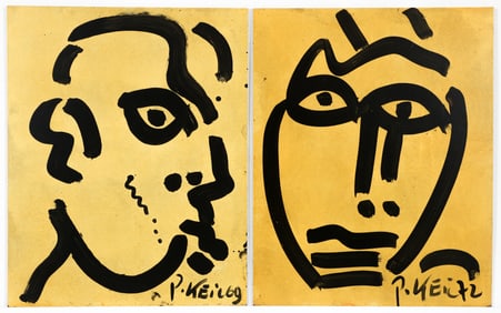 2 Peter Robert Keil Oil on Board Paintings Untiled