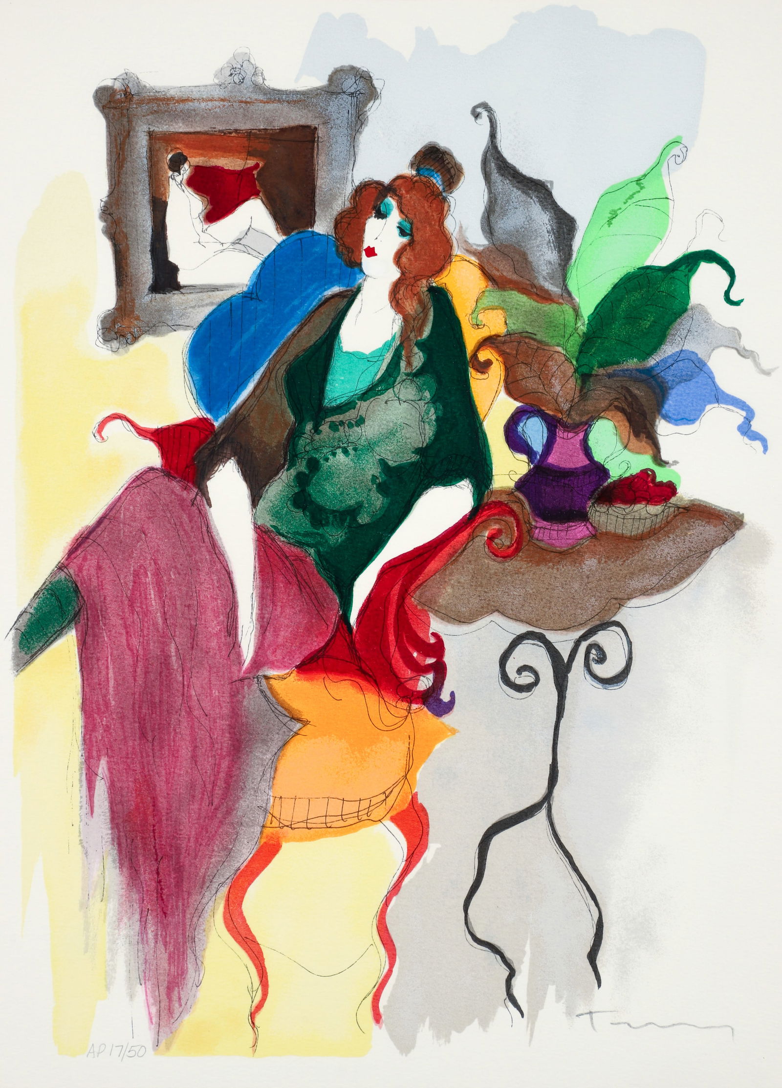 Itzchak Tarkay Seated Woman Signed Color Lithograph (1 of 4)