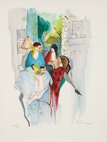 Itzchak Tarkay Tea for Two Signed Color Lithograph