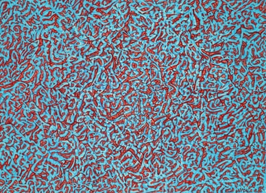 Jack Wise Untitled Blue and Red gouache