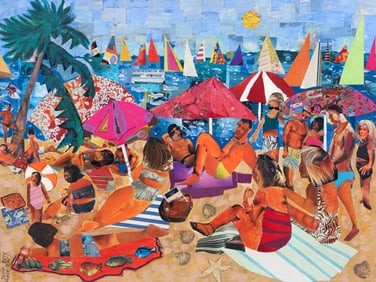 Zets Brothers collage painting The Beach