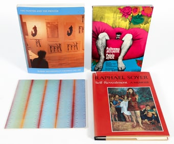 4 books, each signed by the artist, Motherwell Soyer Anuszkiewicz Tajiri