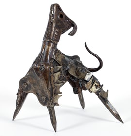 20th Century Brutalist School, Expressionist Ram Sculpture