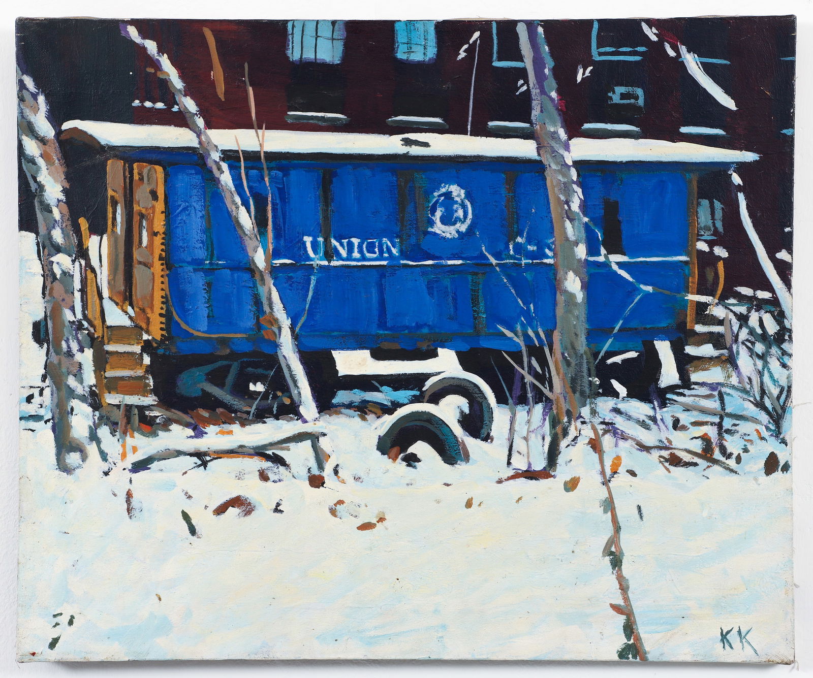 Kevin Kutz oil on canvas Abandoned Railroad Car (1 of 2)