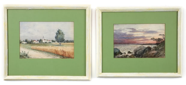 2 Martin Leisser framed watercolors Woods Hole 1881 and Niberad 1890