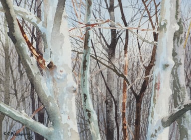 Charles Pitcher framed watercolor Grouping