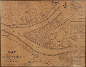 Map of Pittsburgh and Environs, 1830, printed later