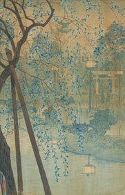 Kasamatsu Shiro 1932 color woodcut Shinobazu Pond