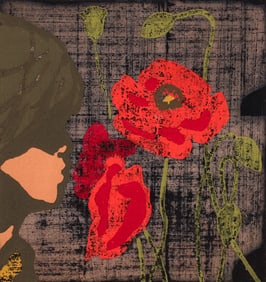 Tadashi Nakayama Girl with Flowers 1956 woodcut signed