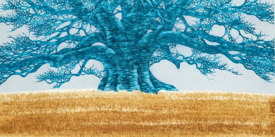 Hajime Namiki Tree Scene 93 Signed Color Woodblock