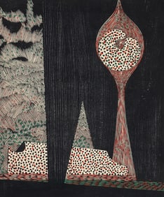 Masaji Yoshida Novel Growth No. 2 signed woodblock 1958