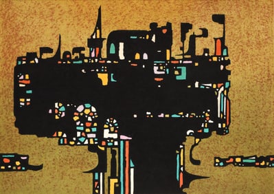 Toshi Yoshida 1967 color woodcut Hope