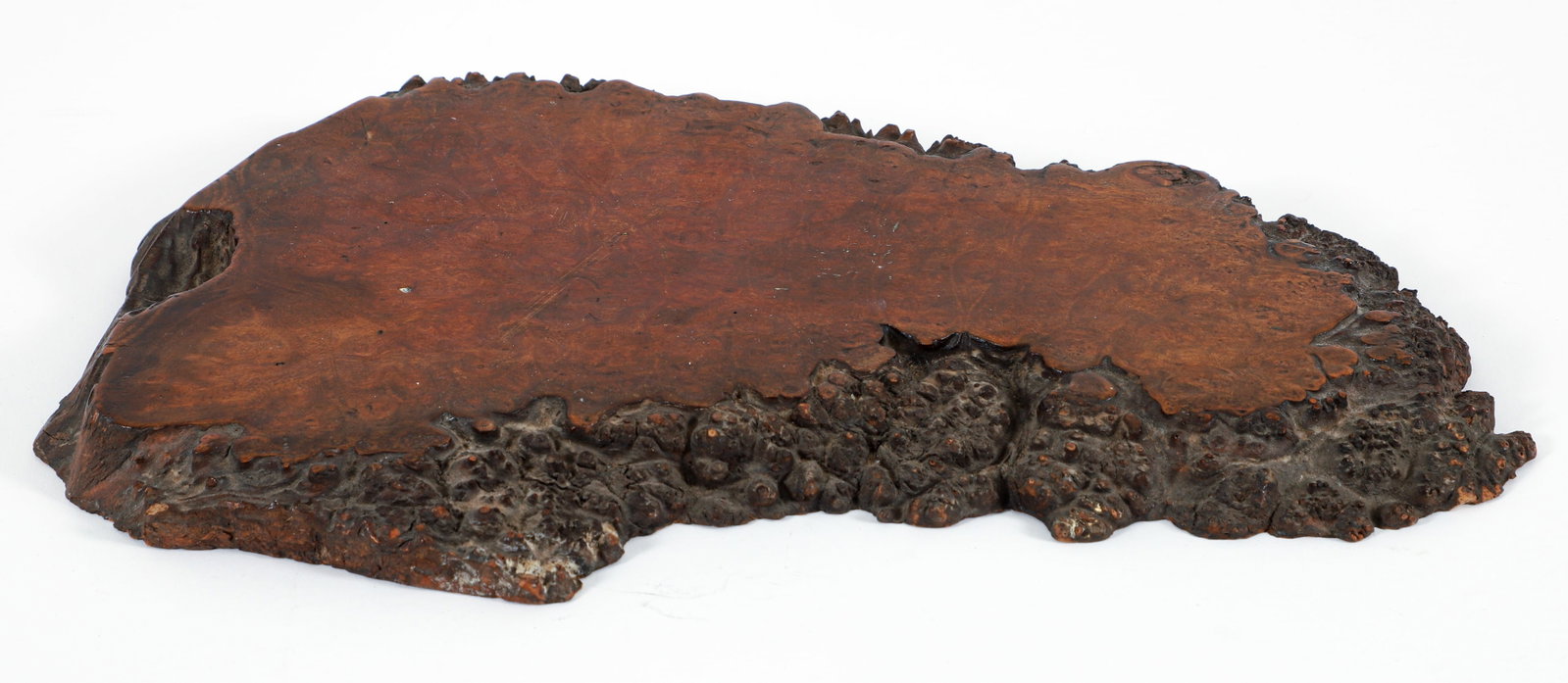 Antique Japanese Burl Wood Stand: Antique Japanese Burl Wood Stand measuring 15 x 9.25 x .75 inches,