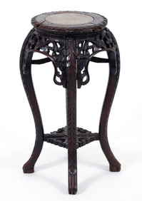 Highly Carved Marble Inset Chinese Plant Stand
