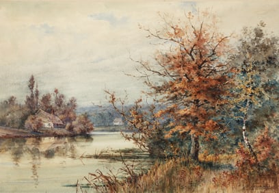 A. Taunay Watercolor on Paper Country Landscape
