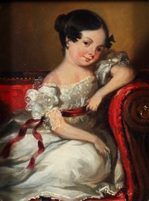 Portrait of a High Society Little Girl on Sofa