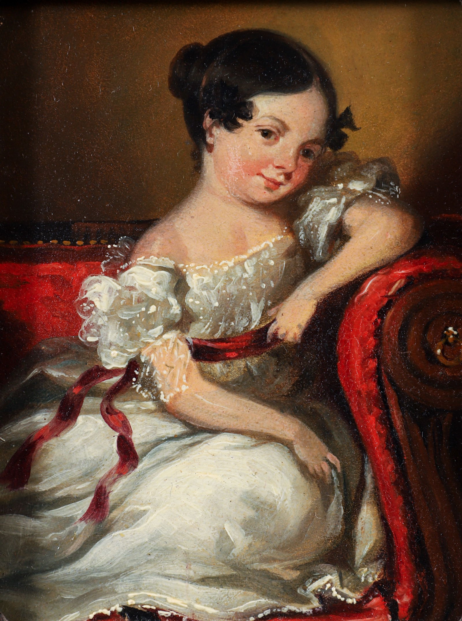 Portrait of a High Society Little Girl on Sofa (1 of 2)