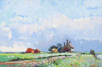 Geoffrey Chatten Halvergate Marsh Oil on Board