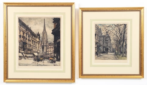 2 Alois Heinrich Luigi Kasimir Color Etchings on Paper