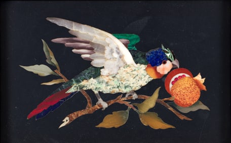 Framed Micromosaic of Bird Eating a Pomegranate