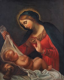 Madonna and Child painting Flemish Copy