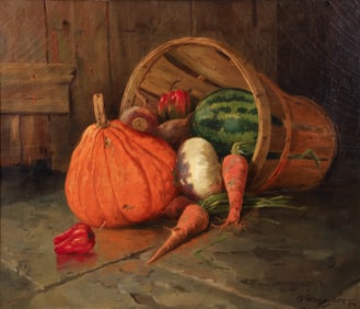 W. Harlander Oil on Canvas Harvest 1894