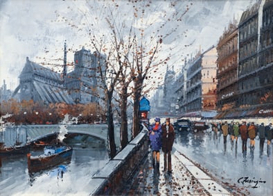 Paris Street Scene in the Manner of Edouard Leon Cortes