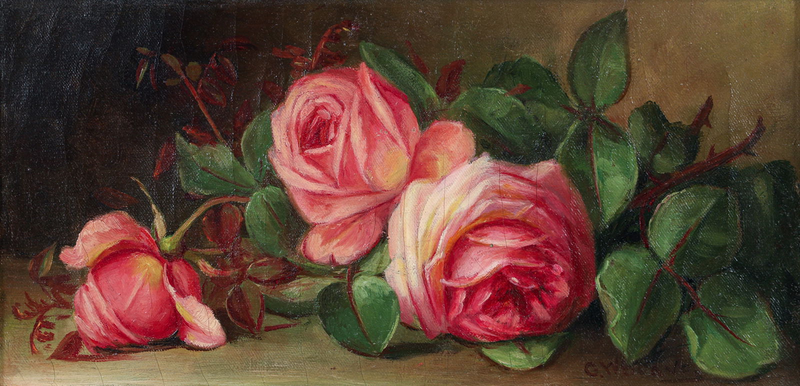 George Washington Seavy Oil on Canvas Roses 1910 (1 of 3)