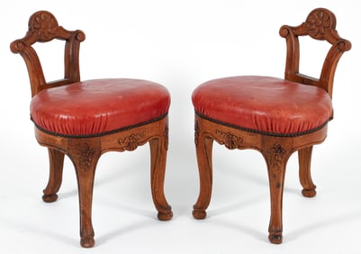 French Provincial Childs Chairs with Leather seats