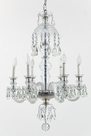 20th C. Waterford Style 6 Arm Crystal Chandelier