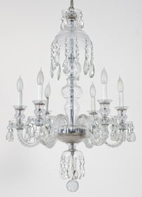 20th C. Waterford Style 6 Arm Crystal Chandelier