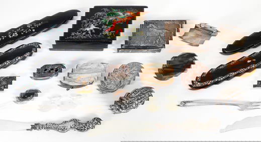 15 Various items, Boxes, Cases, Lacquerware, Sterling