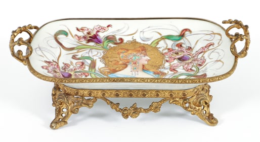 Sevres style Art Nouveau Raised Dish