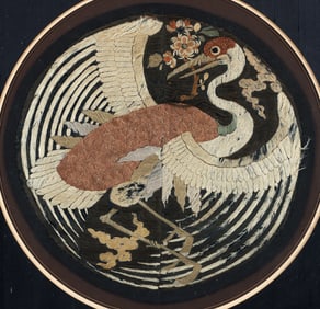 19th or Early 20th Century Chinese Crane embroidery
