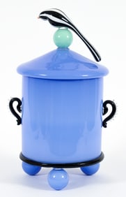 David Levi Blown Glass Blue Bird Jar 2004