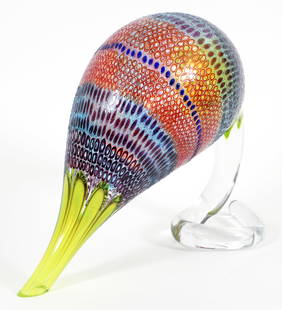 Stephen Rolfe Powell Hand Blown Glass Sculpture Snuffy: Powell, Stephen Rolfe (American, 1951-2019), Snuffy, 2003, hand blown murine glass sculpture, etched signature and date, 18 x 22.5 x 9.5 inches. Provenance: The Diana Jannetta Collection. Jannetta was