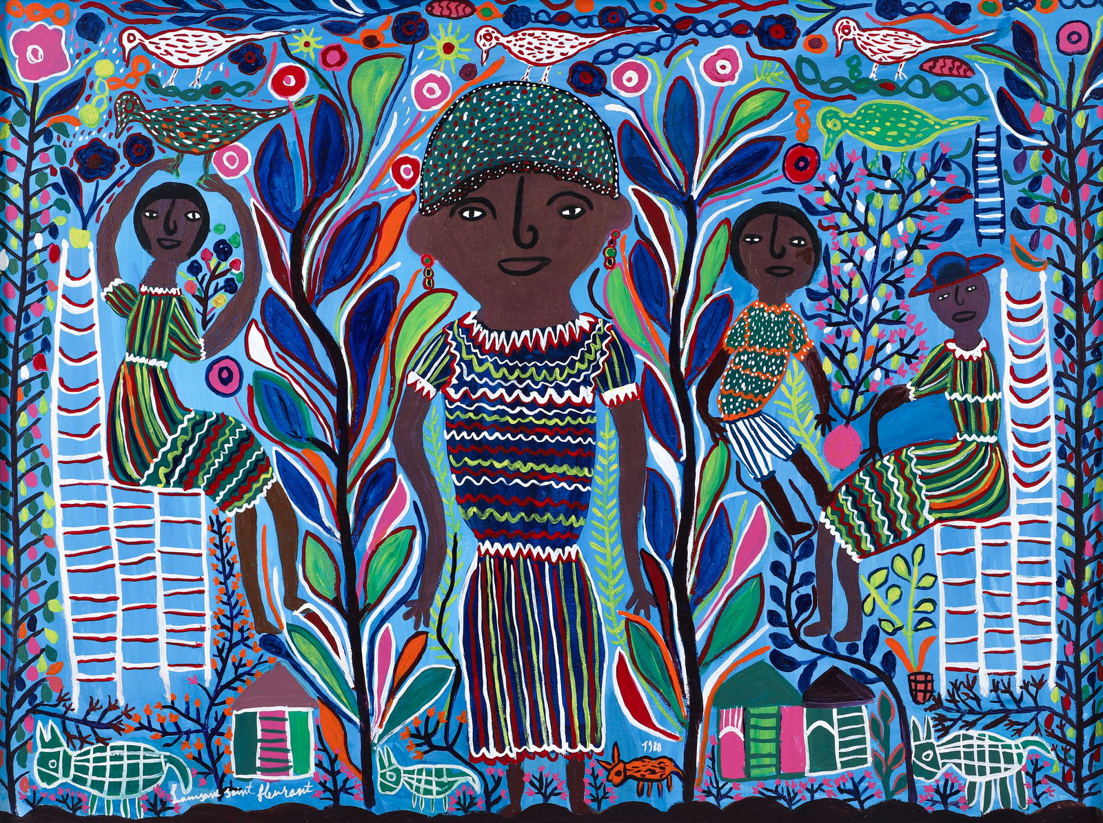 Louisiane Saint Fleurant Acrylic on Canvas Four Women (1 of 3)