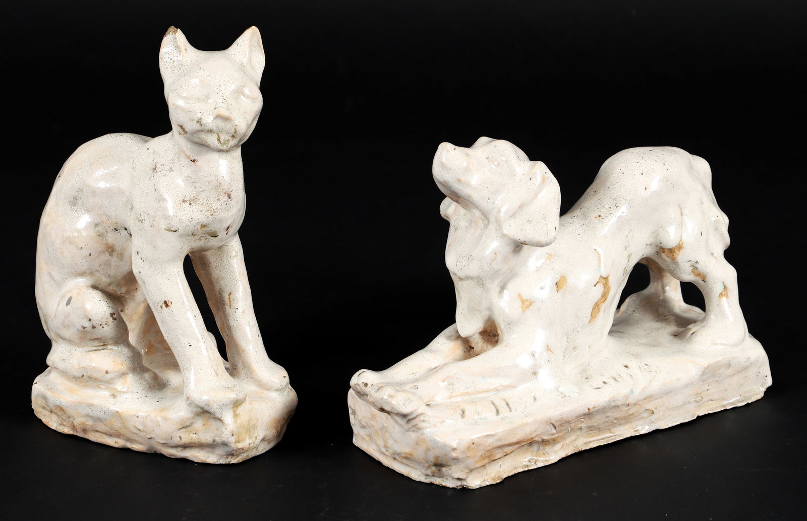 Enrico Glicenstein Cat and Dog Pair of Glazed Sculptures (1 of 5)