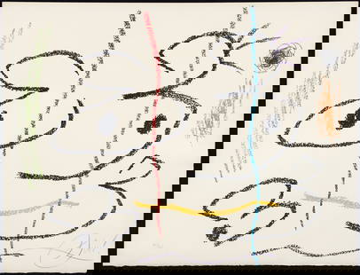 Joan Miro 1978 orig litho Plate One from Album 21: Miro, Joan (Spanish, 1893-1983), Album 21, Plate 1, 1978, (Maeght 1126, Cramer 241), lithograph printed in colors, pencil signed and numbered 40/75, from the portfolio Album 21, measuring 19 1/2 x 25