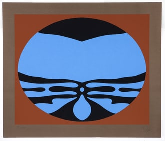 Jack Youngerman Large Blue and Brown Serigraph 1978