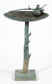 Ron Bennett Naturalistic Bronze Bird Bath
