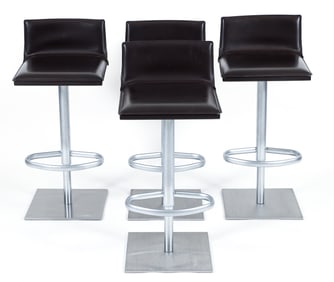 Set of 4 Bottega Piston Stools by Frag with Leather Seats