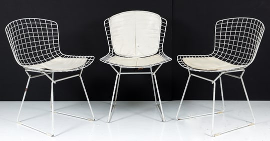 3 Harry Bertoia for Knoll White Enamel Side Chairs