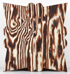 Martin Prekop Cream and Brown Wood Veneer Butterfly Wing Wall Cabinet