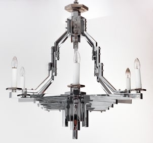 Francis J. Nowalk Chrome Art Deco Style Chandelier