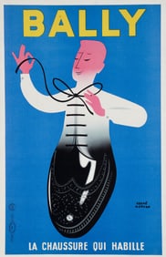 Herve Morvan Bally Shoe Lithograph Poster 1950s