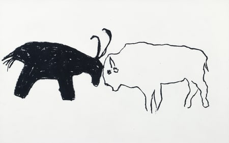 Not Vital Work on Paper Goat Against Buffalo 1981
