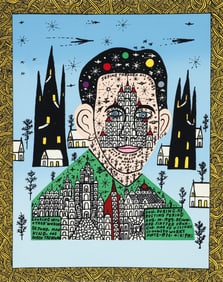 Howard Finster Looking In Signed Outsider Art Screenprint